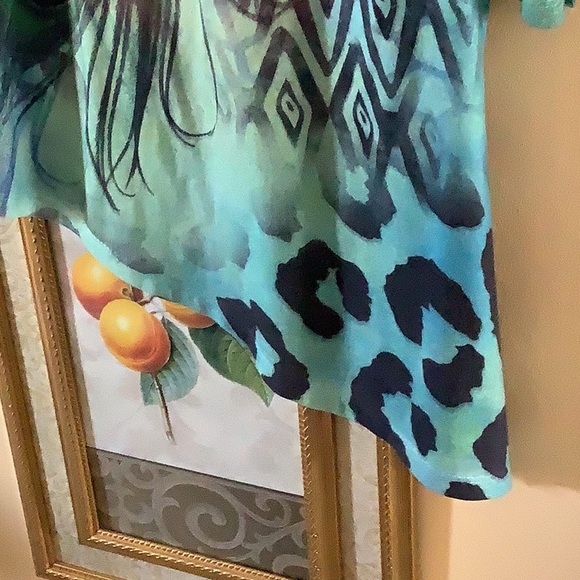 Jess & Jane Top peacock stones green black orange extra large beautiful … - Picture 6 of 8